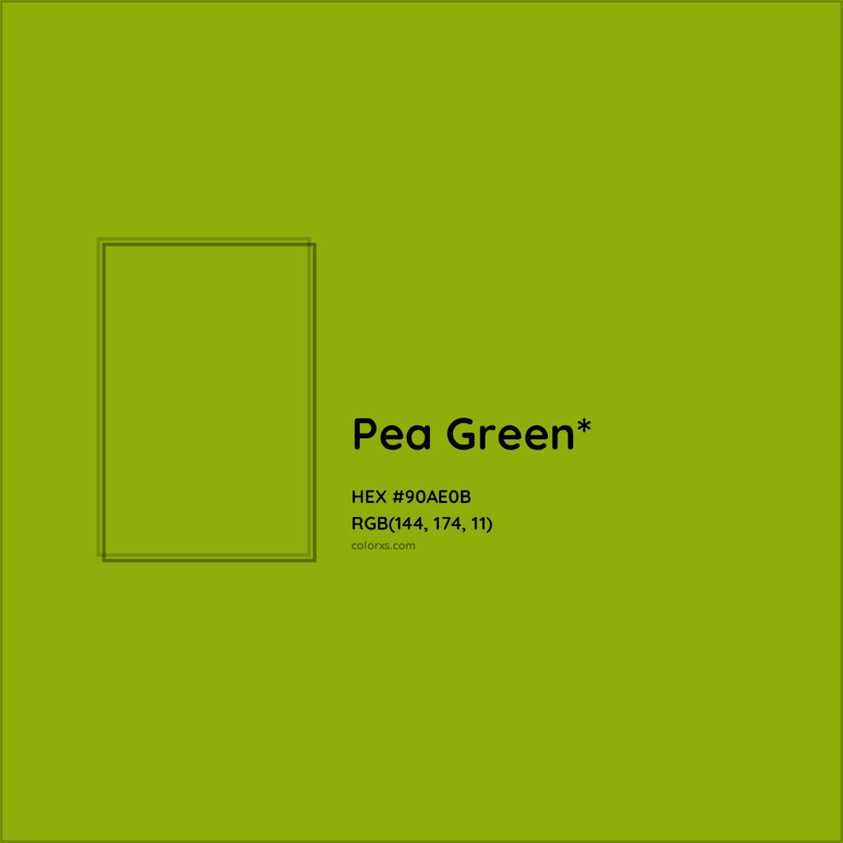 #90AE0B hex color. RGB, RYB, CMYK, HSL, HSV codes and color conversions. Matching color names, palettes, paints.