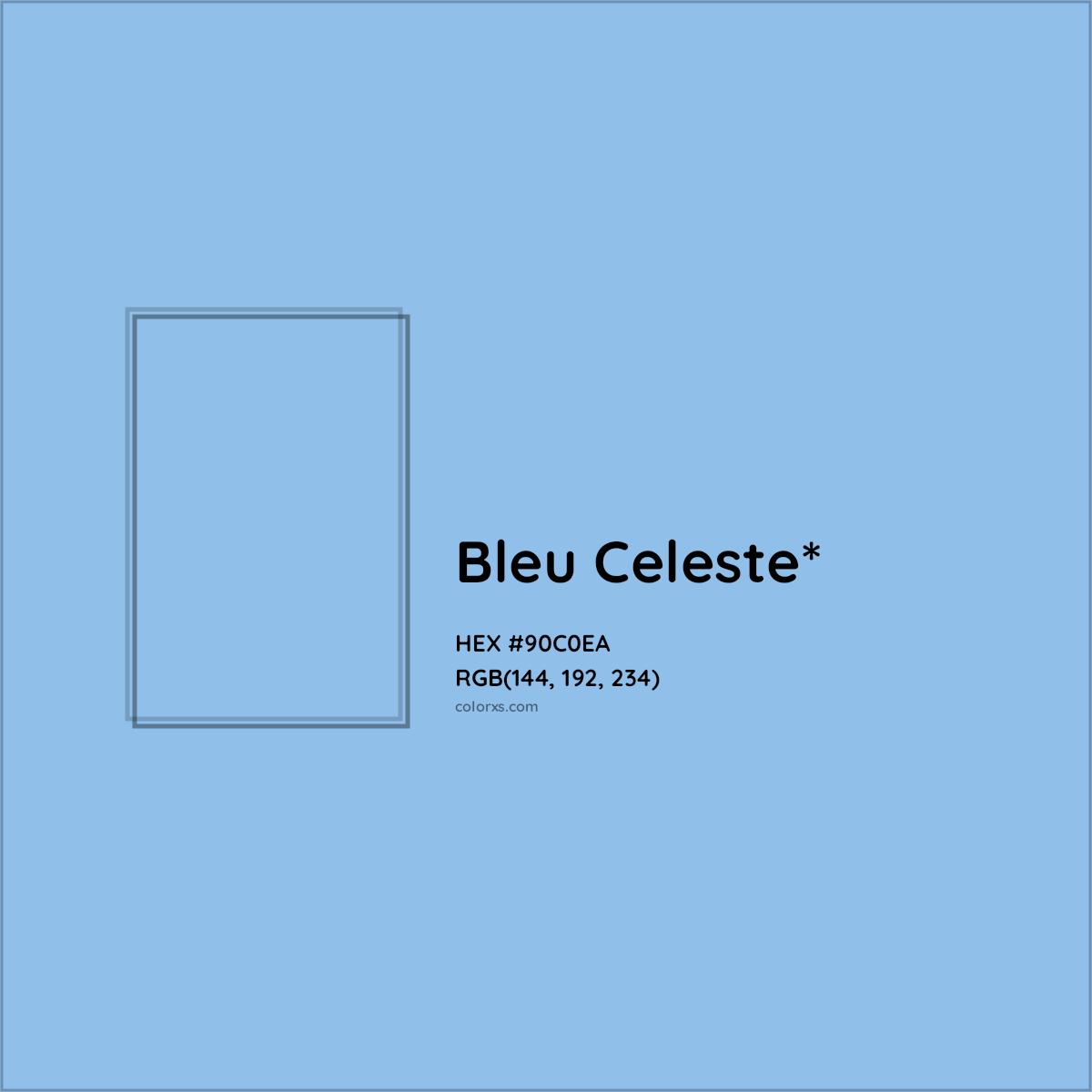 #90C0EA hex color. RGB, RYB, CMYK, HSL, HSV codes and color conversions. Matching color names, palettes, paints.