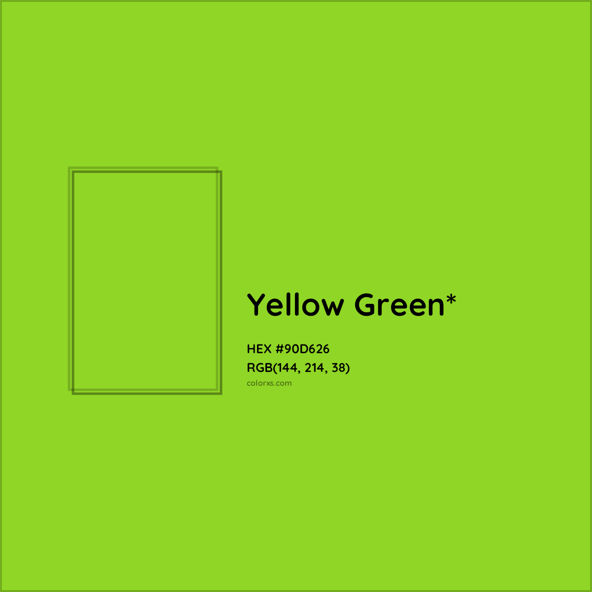 #90D626 hex color. RGB, RYB, CMYK, HSL, HSV codes and color conversions. Matching color names, palettes, paints.