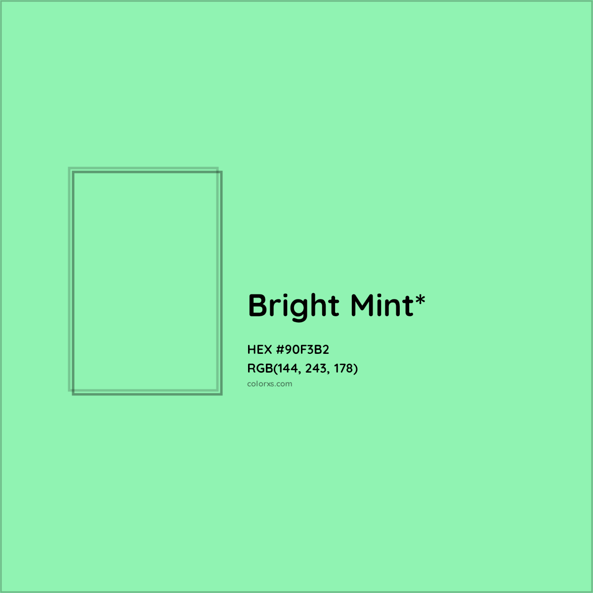 #90F3B2 hex color. RGB, RYB, CMYK, HSL, HSV codes and color conversions. Matching color names, palettes, paints.