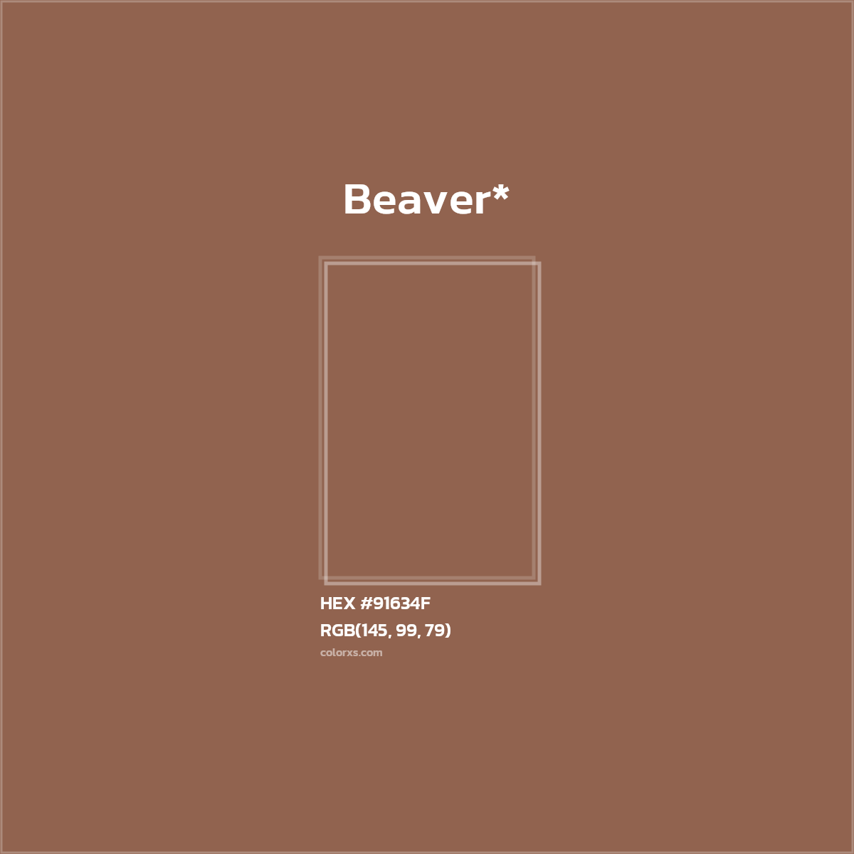 #91634F hex color. RGB, RYB, CMYK, HSL, HSV codes and color conversions. Matching color names, palettes, paints.