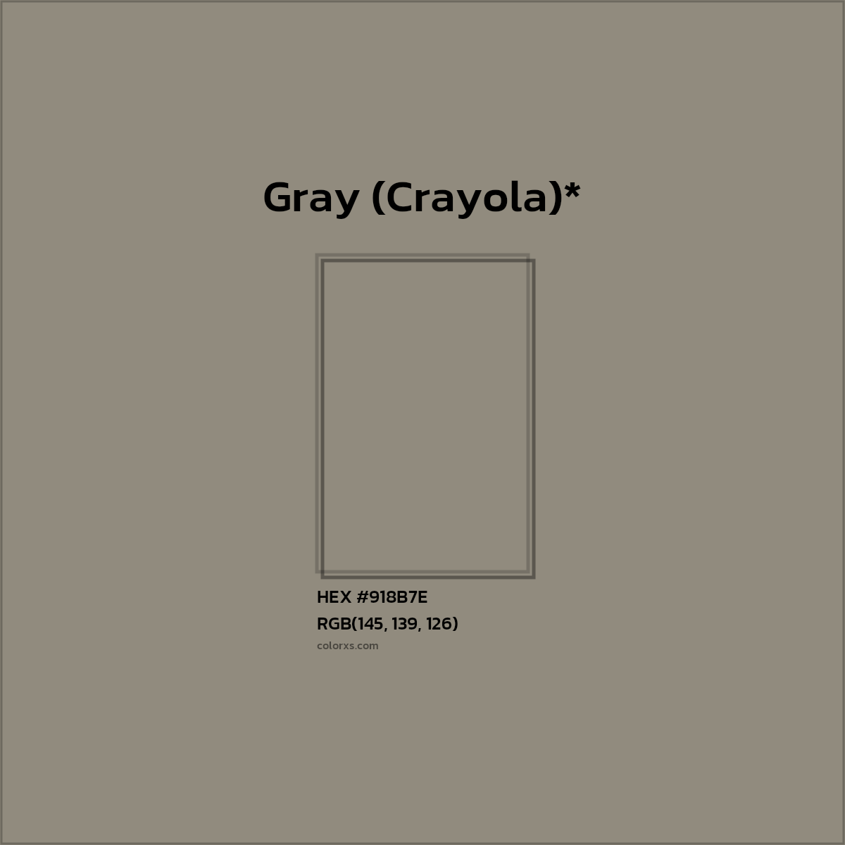 #918B7E hex color. RGB, RYB, CMYK, HSL, HSV codes and color conversions. Matching color names, palettes, paints.