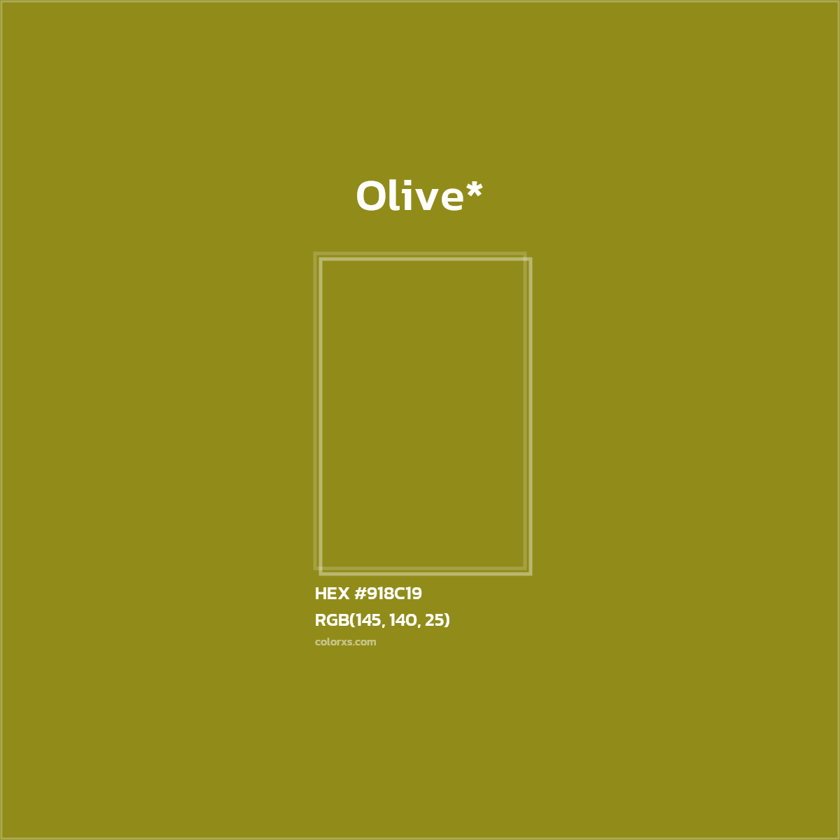 #918C19 hex color. RGB, RYB, CMYK, HSL, HSV codes and color conversions. Matching color names, palettes, paints.