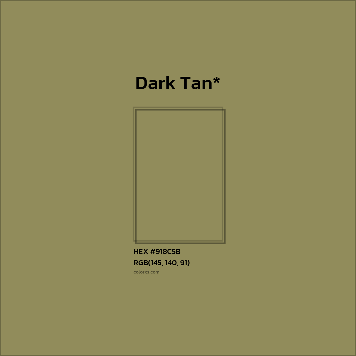 #918C5B hex color. RGB, RYB, CMYK, HSL, HSV codes and color conversions. Matching color names, palettes, paints.