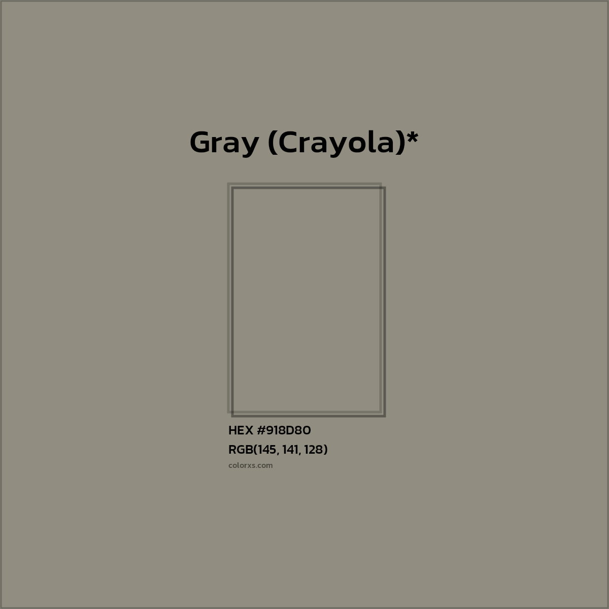 #918D80 hex color. RGB, RYB, CMYK, HSL, HSV codes and color conversions. Matching color names, palettes, paints.