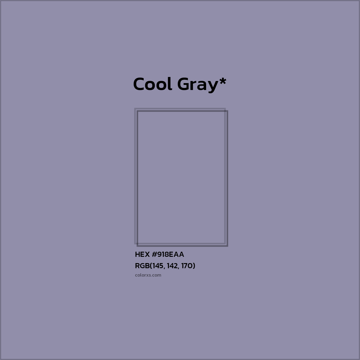 #918EAA hex color. RGB, RYB, CMYK, HSL, HSV codes and color conversions. Matching color names, palettes, paints.