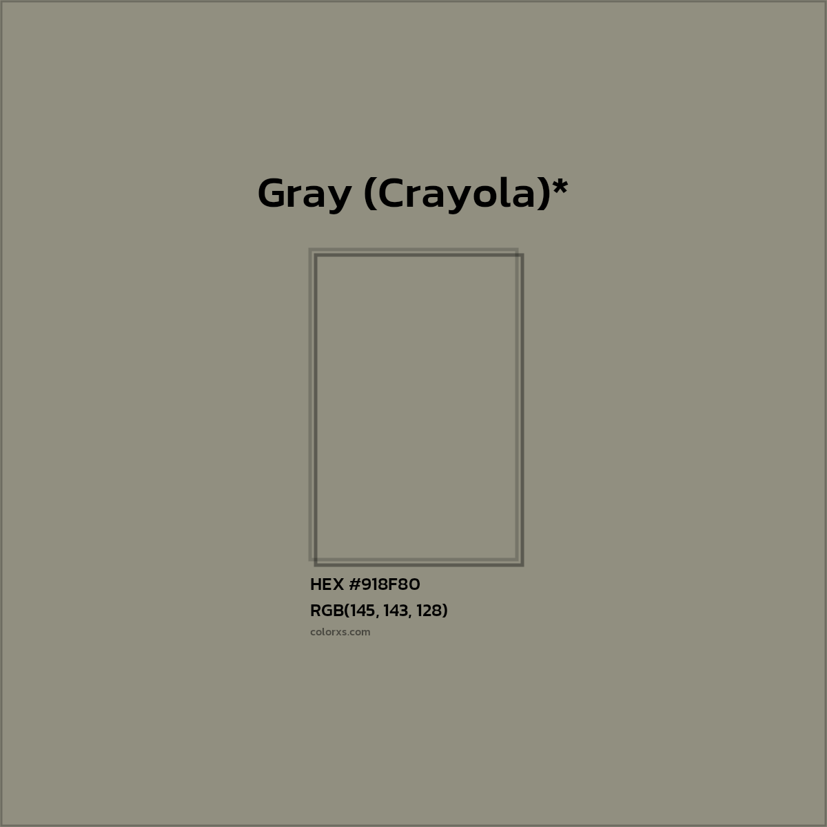 #918F80 hex color. RGB, RYB, CMYK, HSL, HSV codes and color conversions. Matching color names, palettes, paints.