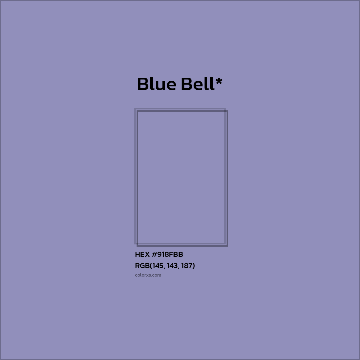 #918FBB hex color. RGB, RYB, CMYK, HSL, HSV codes and color conversions. Matching color names, palettes, paints.