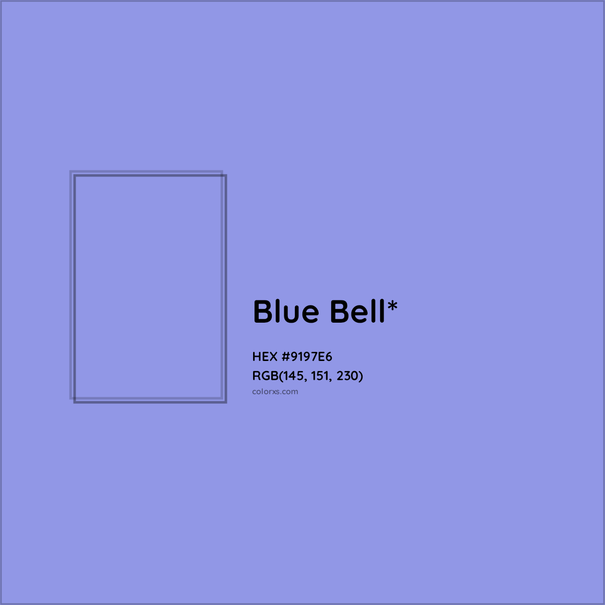 #9197E6 hex color. RGB, RYB, CMYK, HSL, HSV codes and color conversions. Matching color names, palettes, paints.