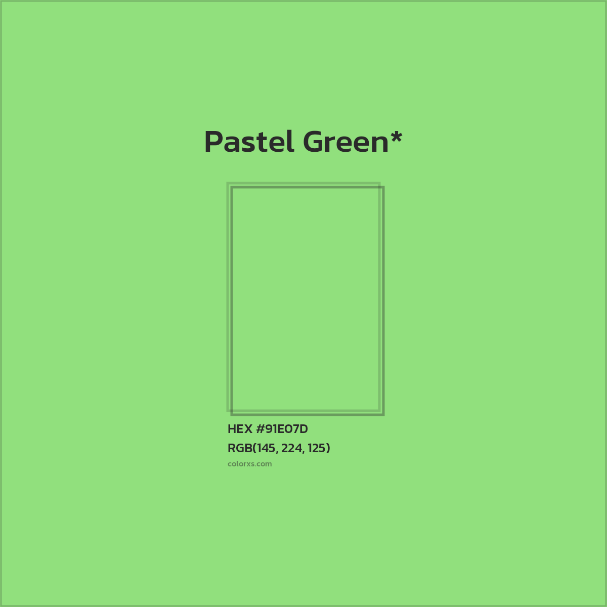 #91E07D hex color. RGB, RYB, CMYK, HSL, HSV codes and color conversions. Matching color names, palettes, paints.