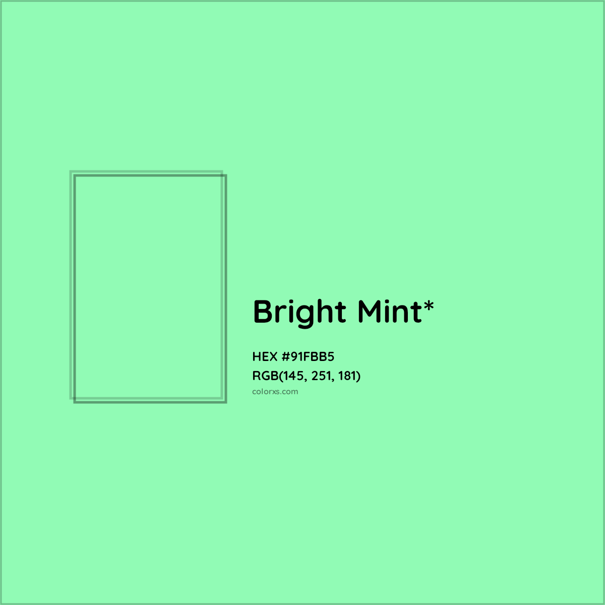 #91FBB5 hex color. RGB, RYB, CMYK, HSL, HSV codes and color conversions. Matching color names, palettes, paints.
