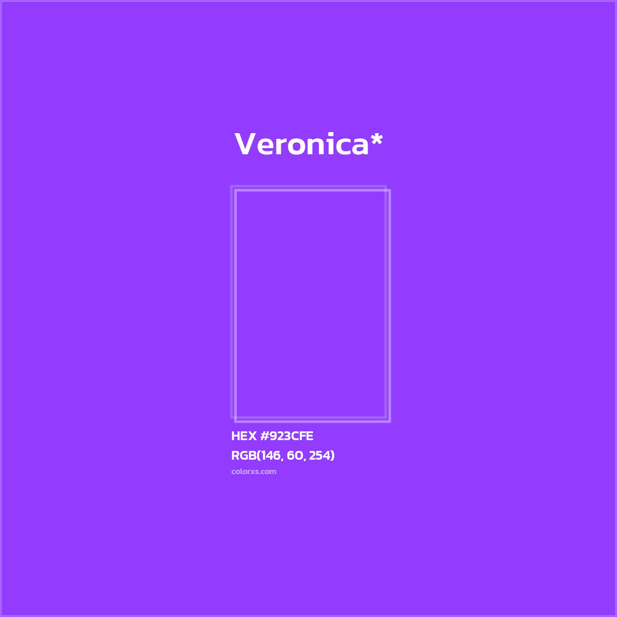 #923CFE hex color. RGB, RYB, CMYK, HSL, HSV codes and color conversions. Matching color names, palettes, paints.