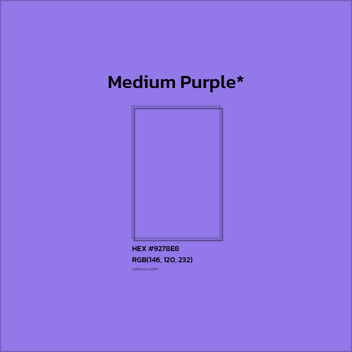 #9278E8 hex color. RGB, RYB, CMYK, HSL, HSV codes and color conversions. Matching color names, palettes, paints.