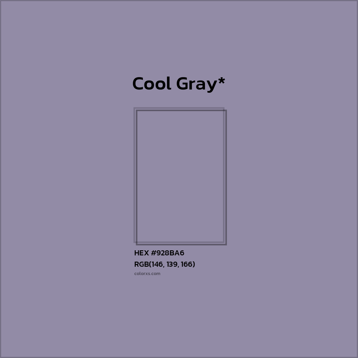 #928BA6 hex color. RGB, RYB, CMYK, HSL, HSV codes and color conversions. Matching color names, palettes, paints.