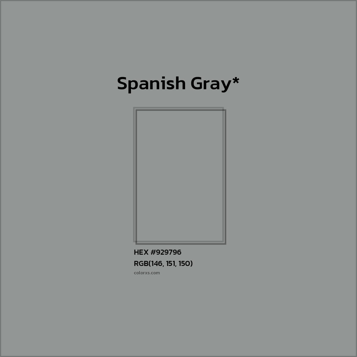 #929796 hex color. RGB, RYB, CMYK, HSL, HSV codes and color conversions. Matching color names, palettes, paints.