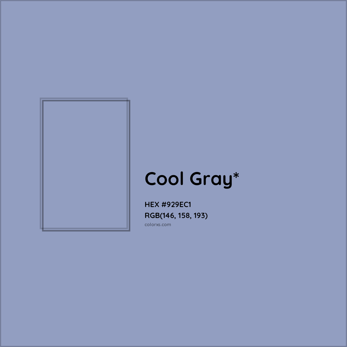 #929EC1 hex color. RGB, RYB, CMYK, HSL, HSV codes and color conversions. Matching color names, palettes, paints.