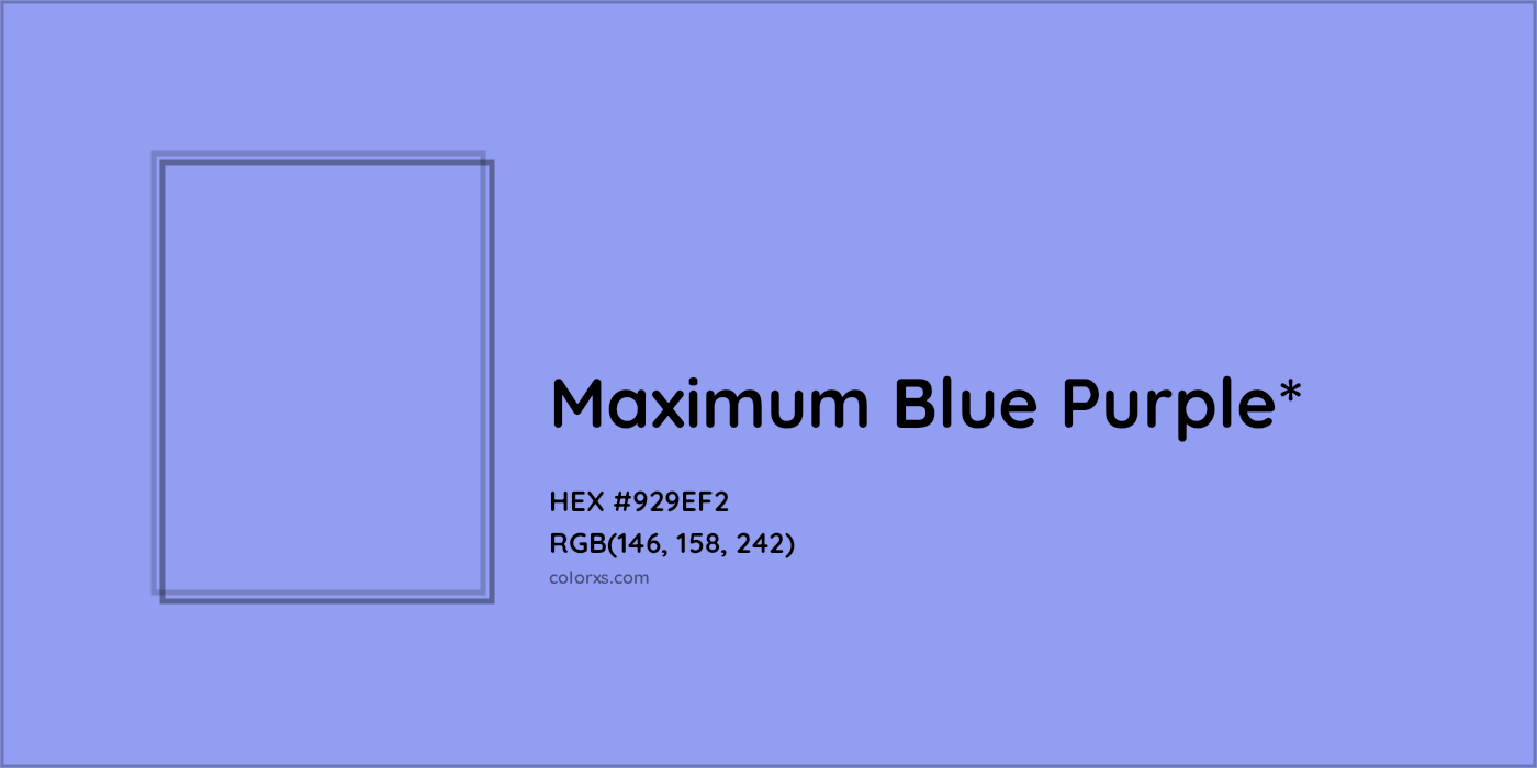 #929EF2 hex color. RGB, RYB, CMYK, HSL, HSV codes and color conversions. Matching color names, palettes, paints.