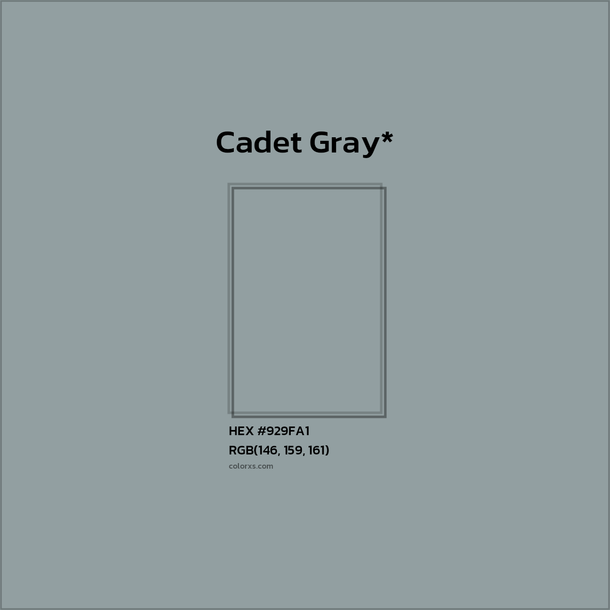 #929FA1 hex color. RGB, RYB, CMYK, HSL, HSV codes and color conversions. Matching color names, palettes, paints.