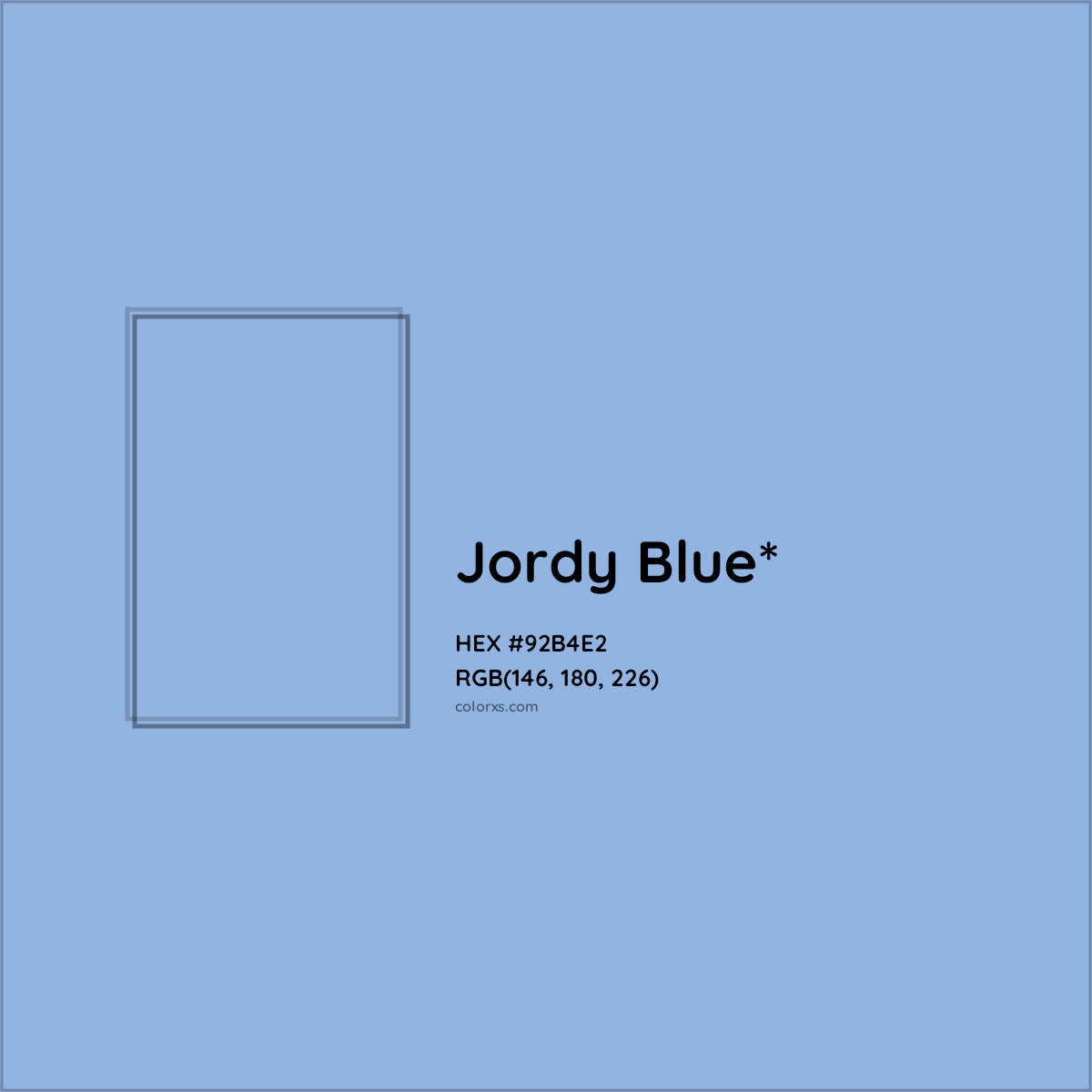 #92B4E2 hex color. RGB, RYB, CMYK, HSL, HSV codes and color conversions. Matching color names, palettes, paints.