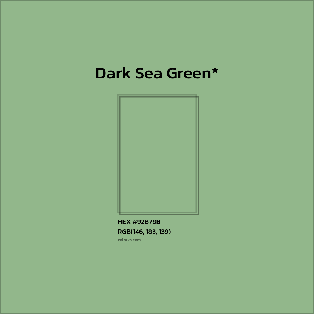 #92B78B hex color. RGB, RYB, CMYK, HSL, HSV codes and color conversions. Matching color names, palettes, paints.