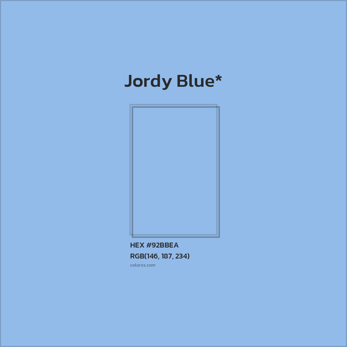 #92BBEA hex color. RGB, RYB, CMYK, HSL, HSV codes and color conversions. Matching color names, palettes, paints.
