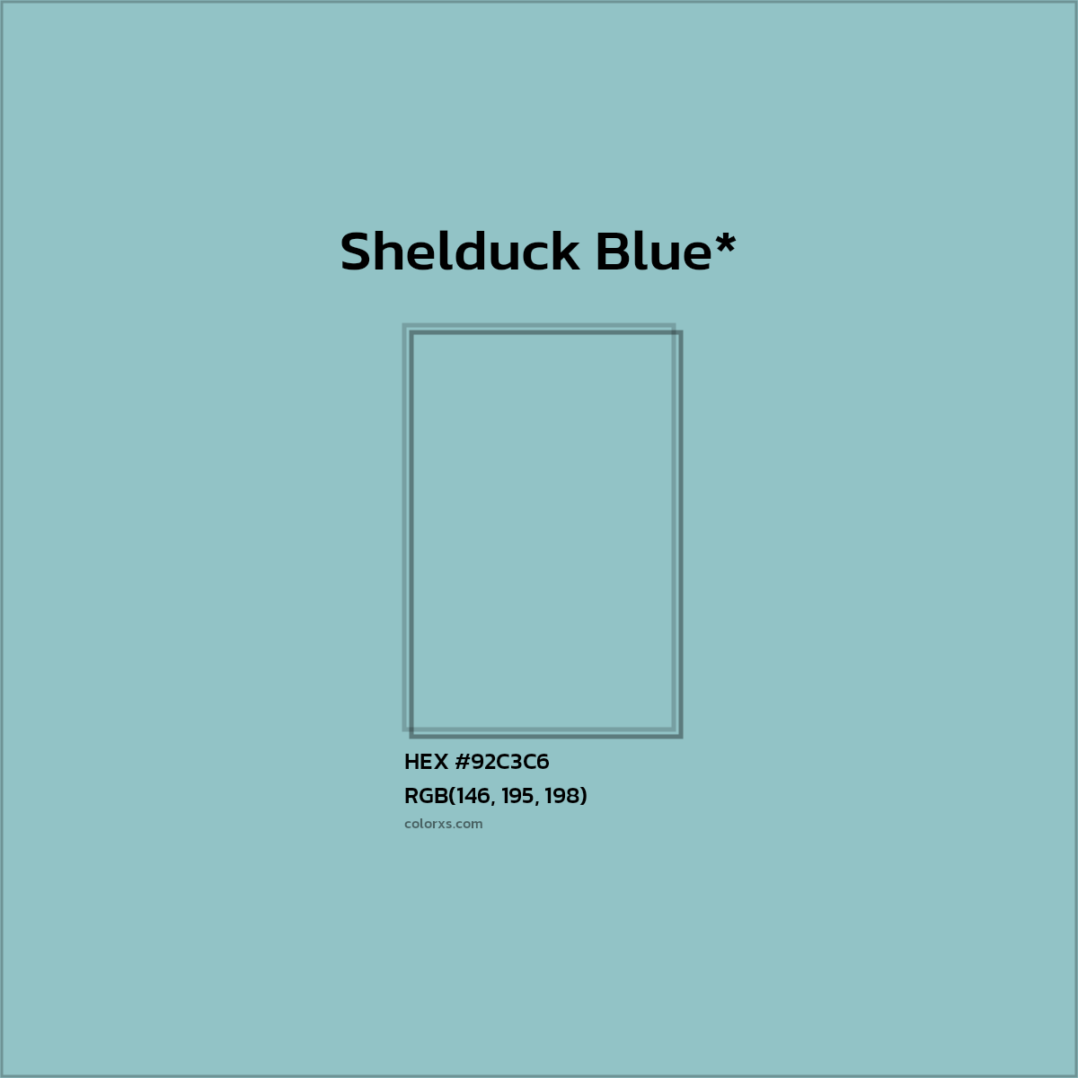 #92C3C6 hex color. RGB, RYB, CMYK, HSL, HSV codes and color conversions. Matching color names, palettes, paints.