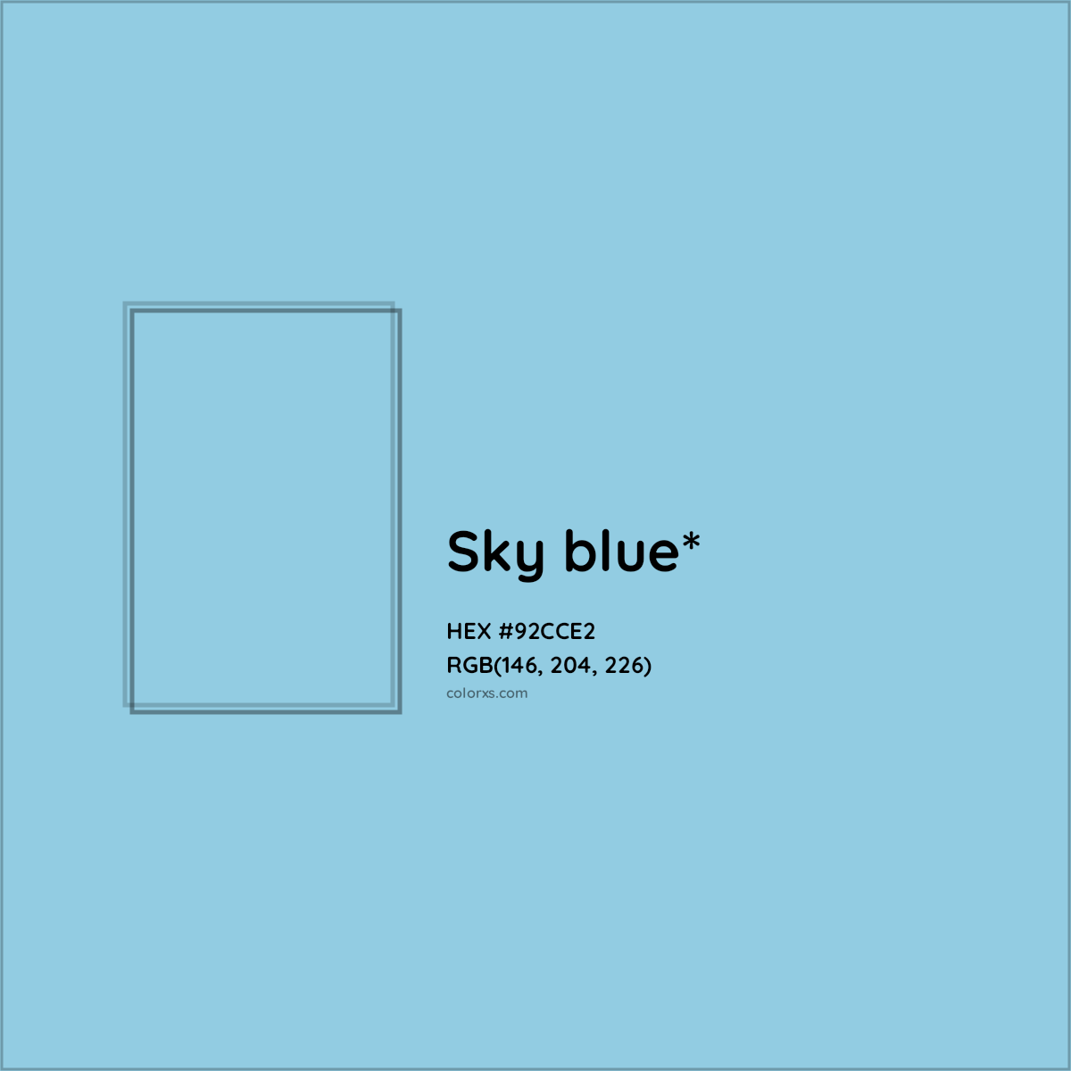#92CCE2 hex color. RGB, RYB, CMYK, HSL, HSV codes and color conversions. Matching color names, palettes, paints.