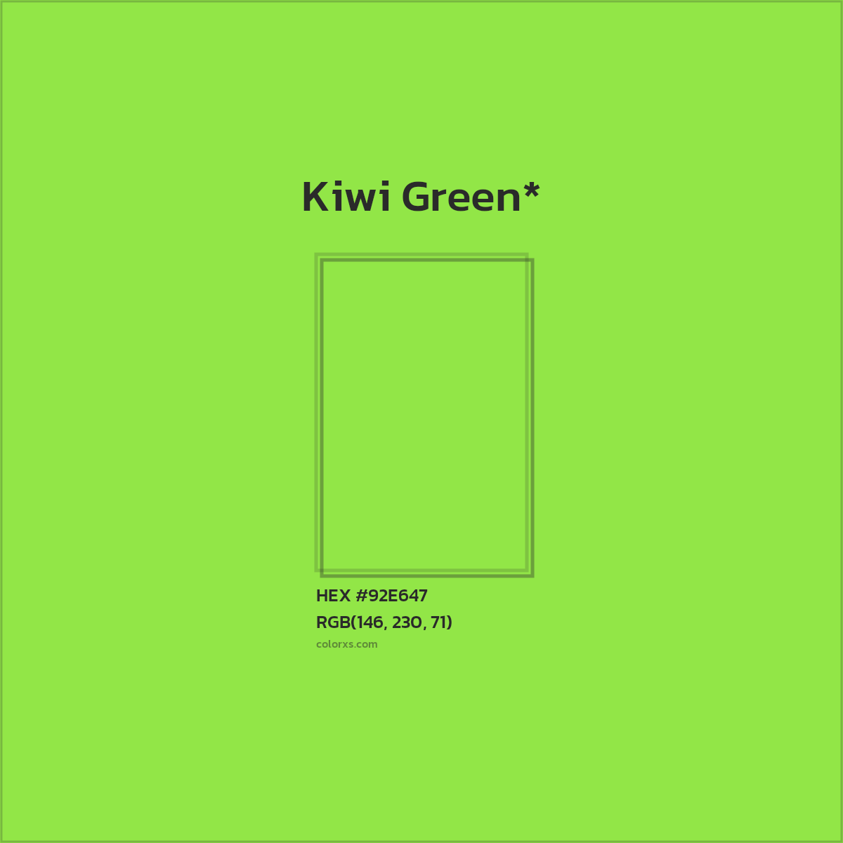 #92E647 hex color. RGB, RYB, CMYK, HSL, HSV codes and color conversions. Matching color names, palettes, paints.