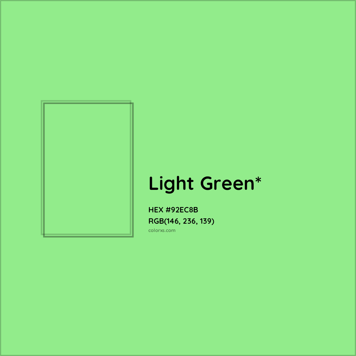 #92EC8B hex color. RGB, RYB, CMYK, HSL, HSV codes and color conversions. Matching color names, palettes, paints.