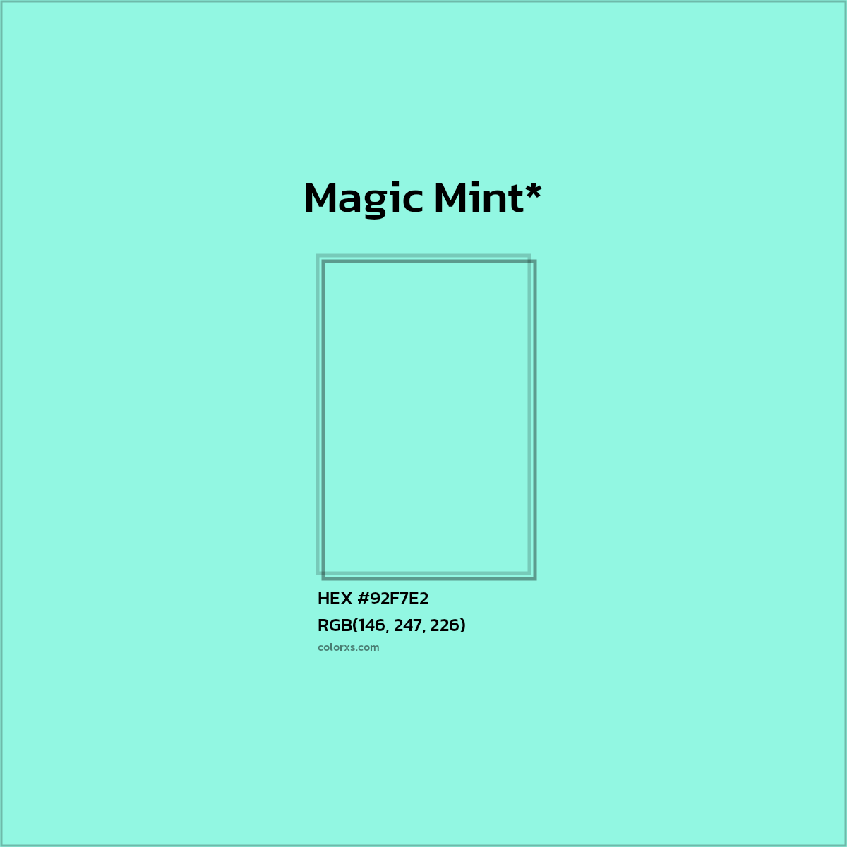 #92F7E2 hex color. RGB, RYB, CMYK, HSL, HSV codes and color conversions. Matching color names, palettes, paints.