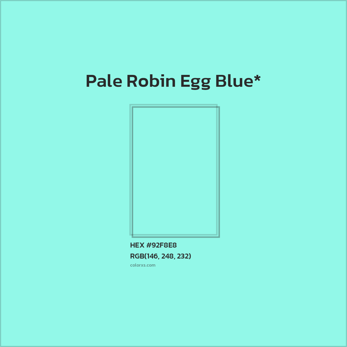 #92F8E8 hex color. RGB, RYB, CMYK, HSL, HSV codes and color conversions. Matching color names, palettes, paints.