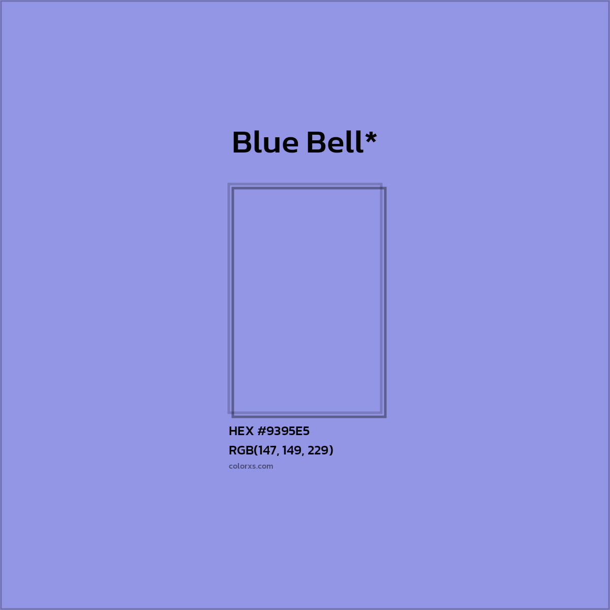 #9395E5 hex color. RGB, RYB, CMYK, HSL, HSV codes and color conversions. Matching color names, palettes, paints.