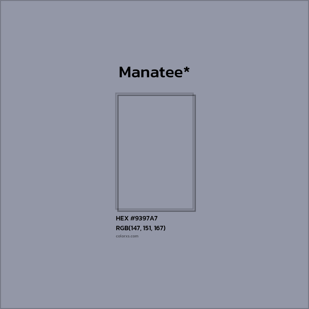 #9397A7 hex color. RGB, RYB, CMYK, HSL, HSV codes and color conversions. Matching color names, palettes, paints.