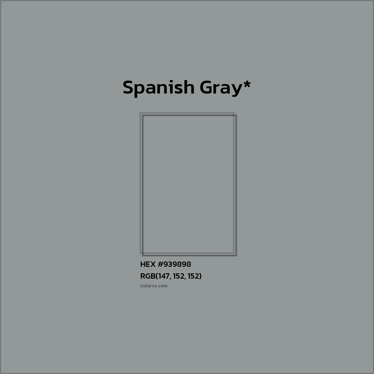 #939898 hex color. RGB, RYB, CMYK, HSL, HSV codes and color conversions. Matching color names, palettes, paints.