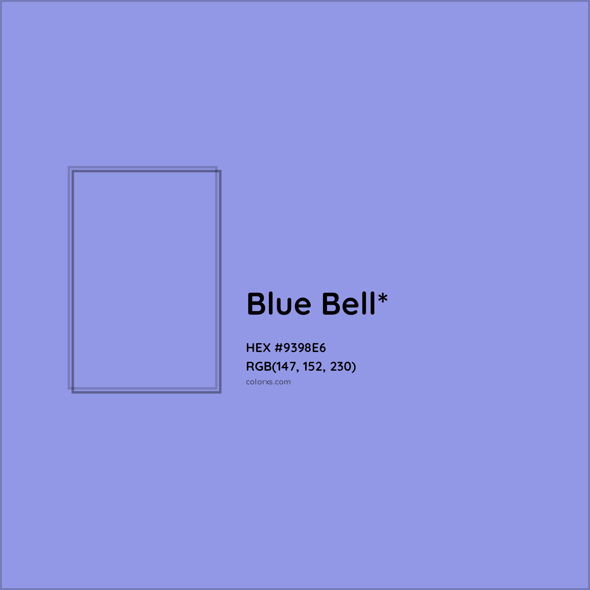 #9398E6 hex color. RGB, RYB, CMYK, HSL, HSV codes and color conversions. Matching color names, palettes, paints.
