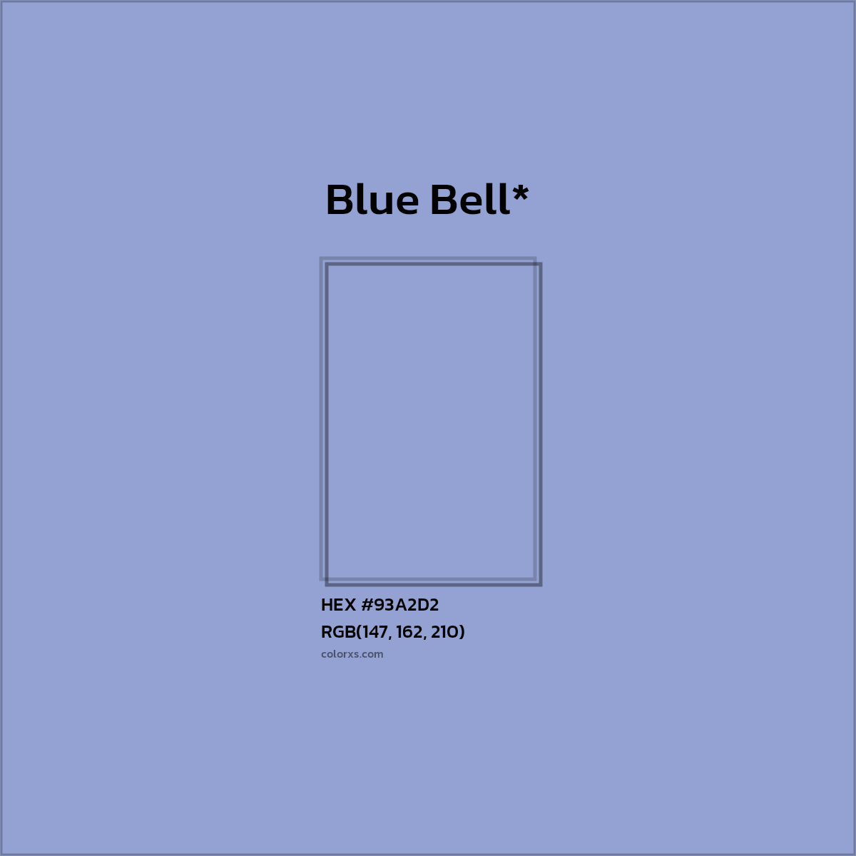 #93A2D2 hex color. RGB, RYB, CMYK, HSL, HSV codes and color conversions. Matching color names, palettes, paints.