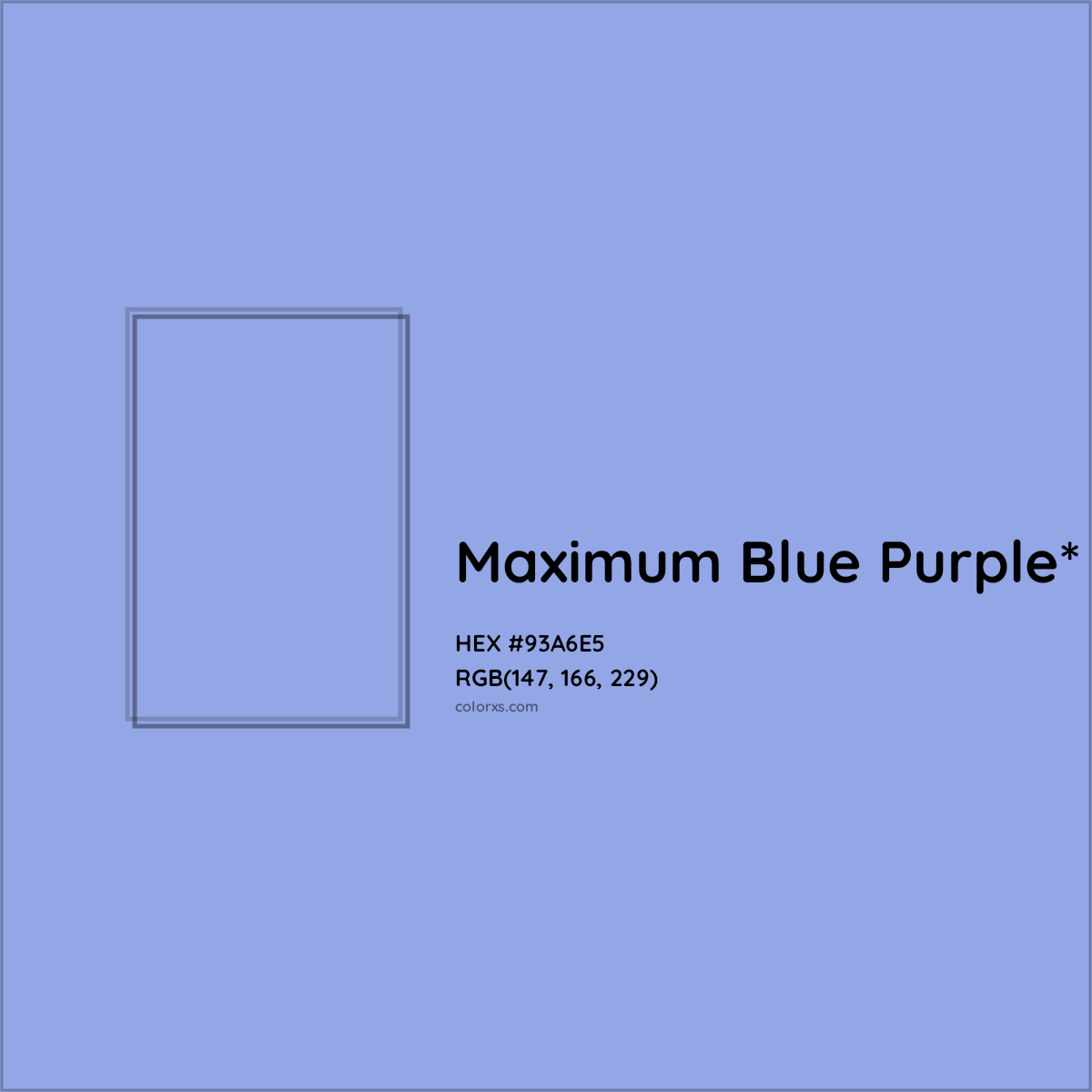 #93A6E5 hex color. RGB, RYB, CMYK, HSL, HSV codes and color conversions. Matching color names, palettes, paints.