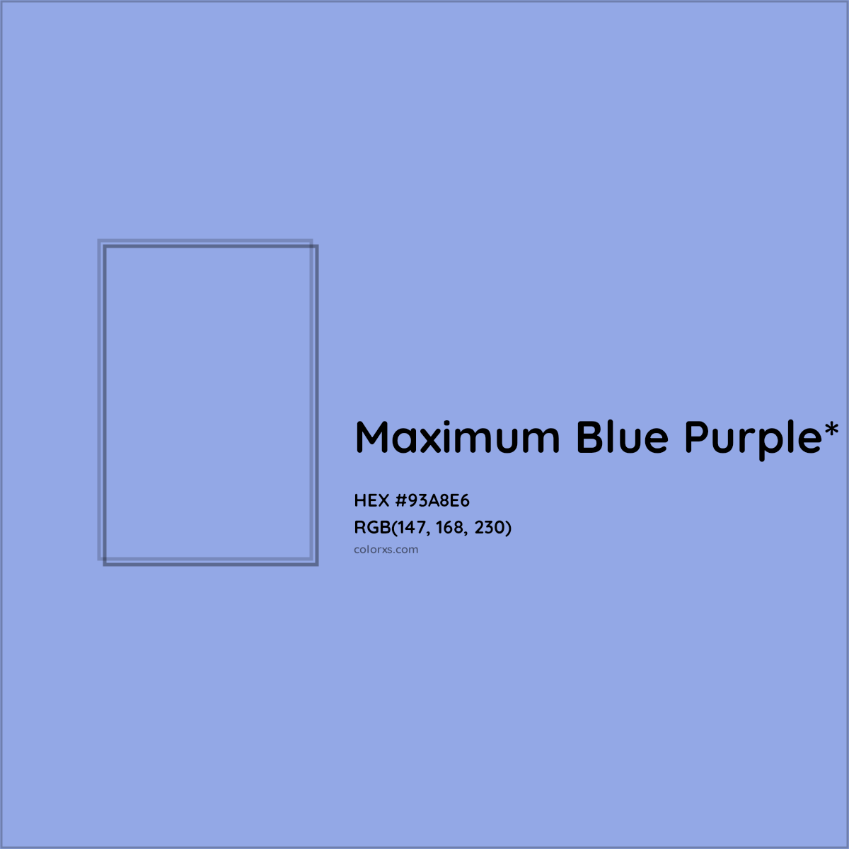 #93A8E6 hex color. RGB, RYB, CMYK, HSL, HSV codes and color conversions. Matching color names, palettes, paints.