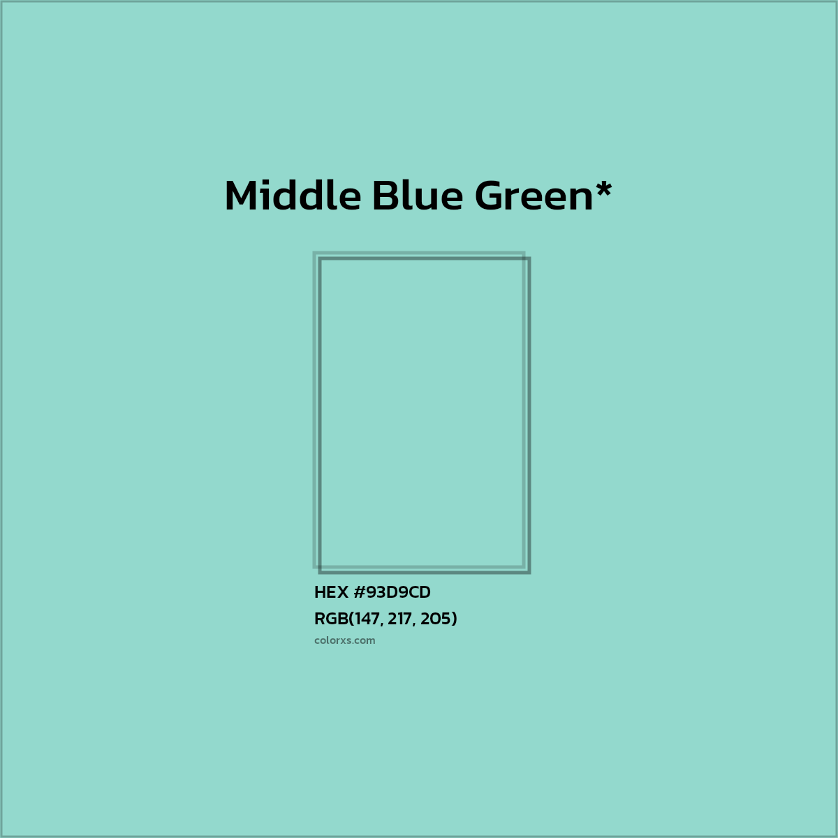 #93D9CD hex color. RGB, RYB, CMYK, HSL, HSV codes and color conversions. Matching color names, palettes, paints.