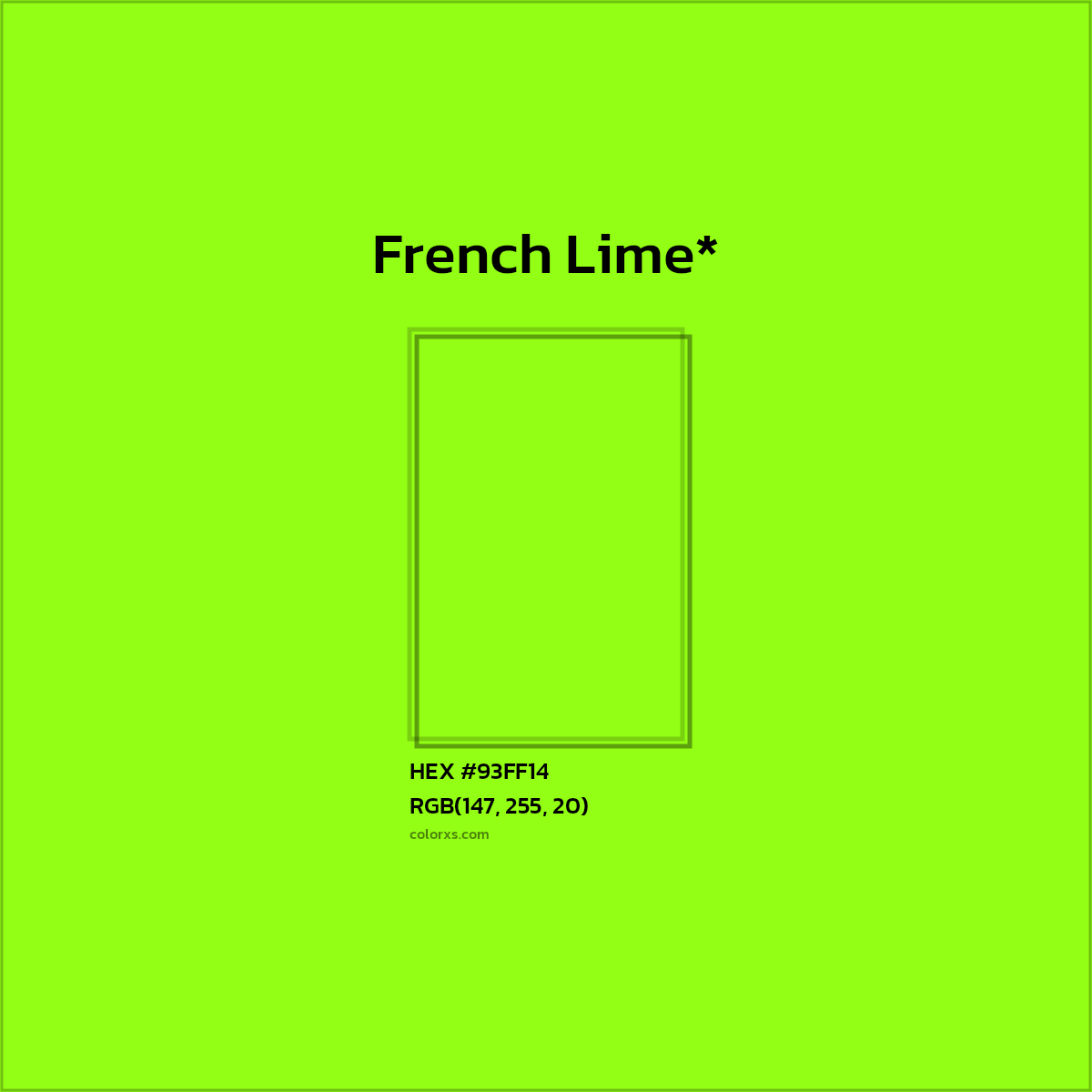 #93FF14 hex color. RGB, RYB, CMYK, HSL, HSV codes and color conversions. Matching color names, palettes, paints.