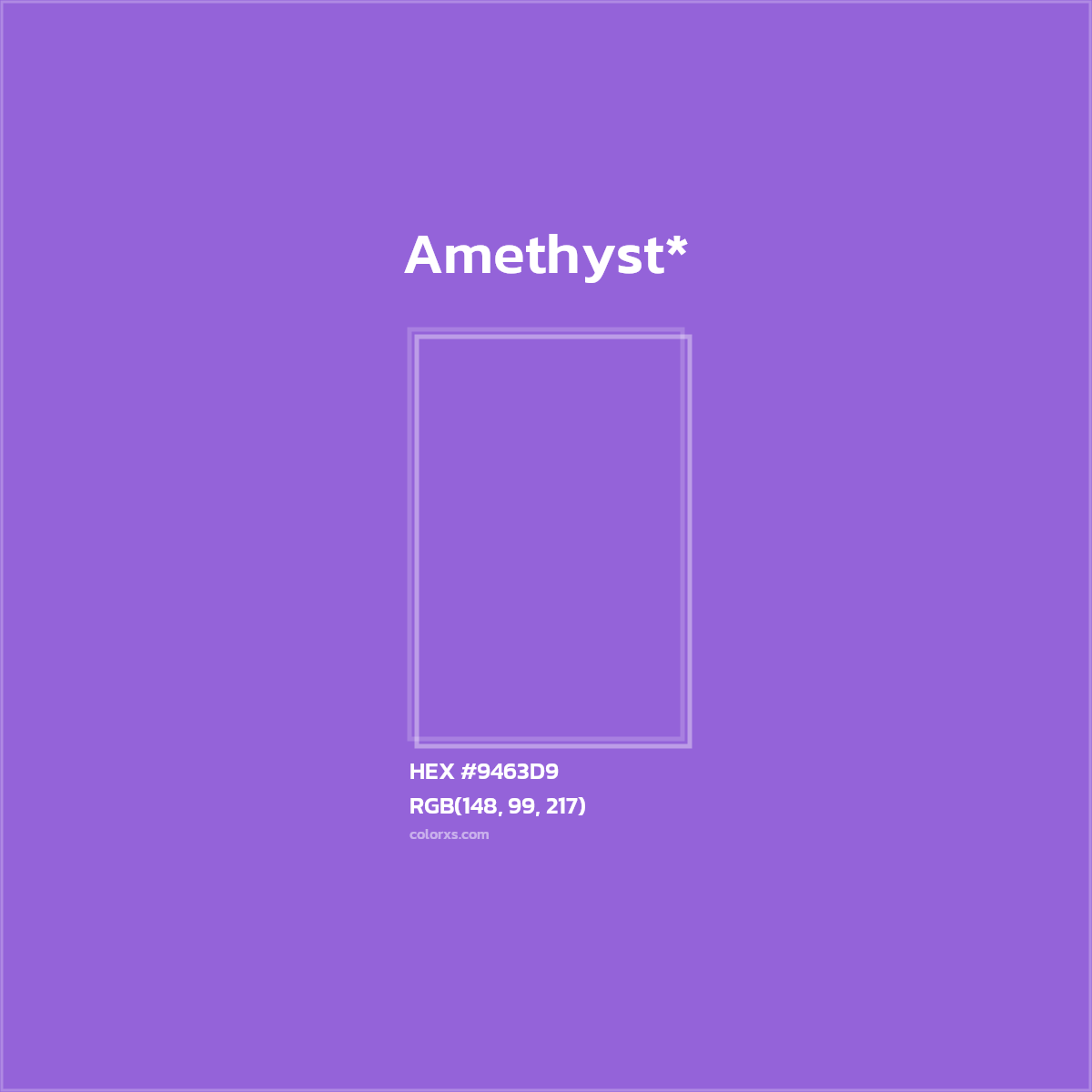 #9463D9 hex color. RGB, RYB, CMYK, HSL, HSV codes and color conversions. Matching color names, palettes, paints.