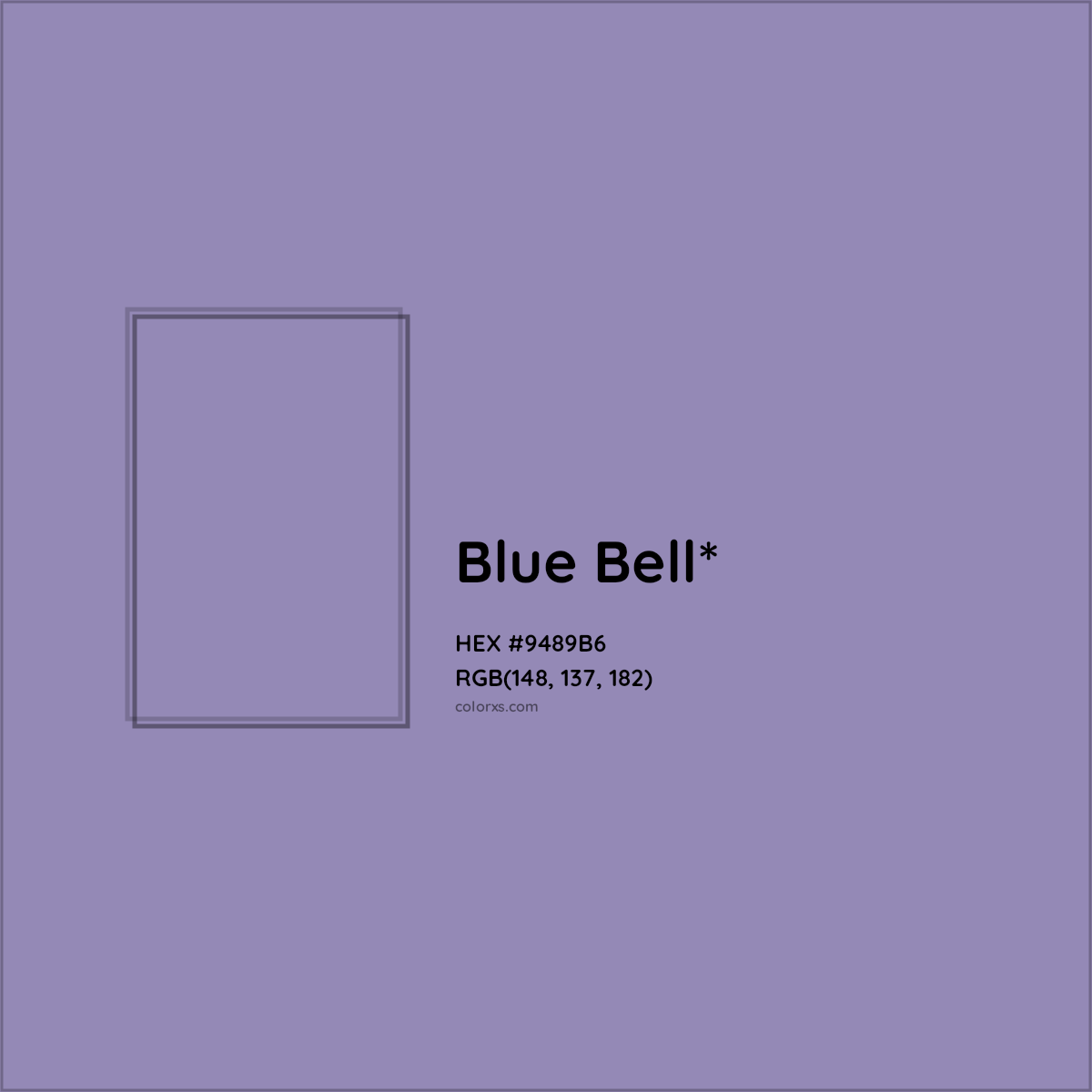 #9489B6 hex color. RGB, RYB, CMYK, HSL, HSV codes and color conversions. Matching color names, palettes, paints.