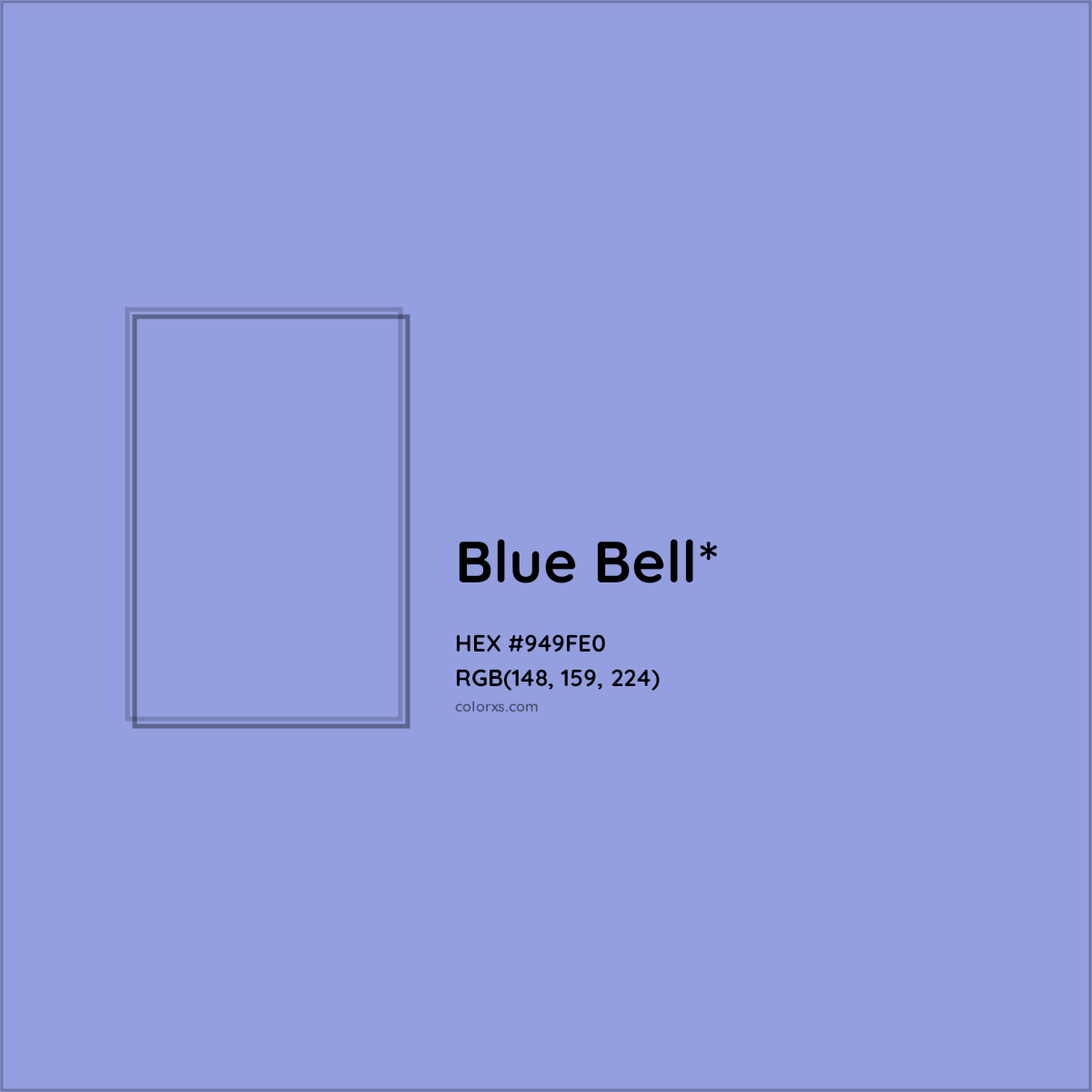 #949FE0 hex color. RGB, RYB, CMYK, HSL, HSV codes and color conversions. Matching color names, palettes, paints.