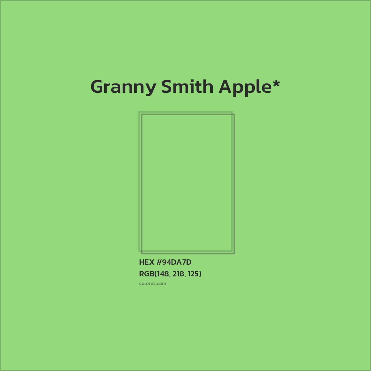 #94DA7D hex color. RGB, RYB, CMYK, HSL, HSV codes and color conversions. Matching color names, palettes, paints.