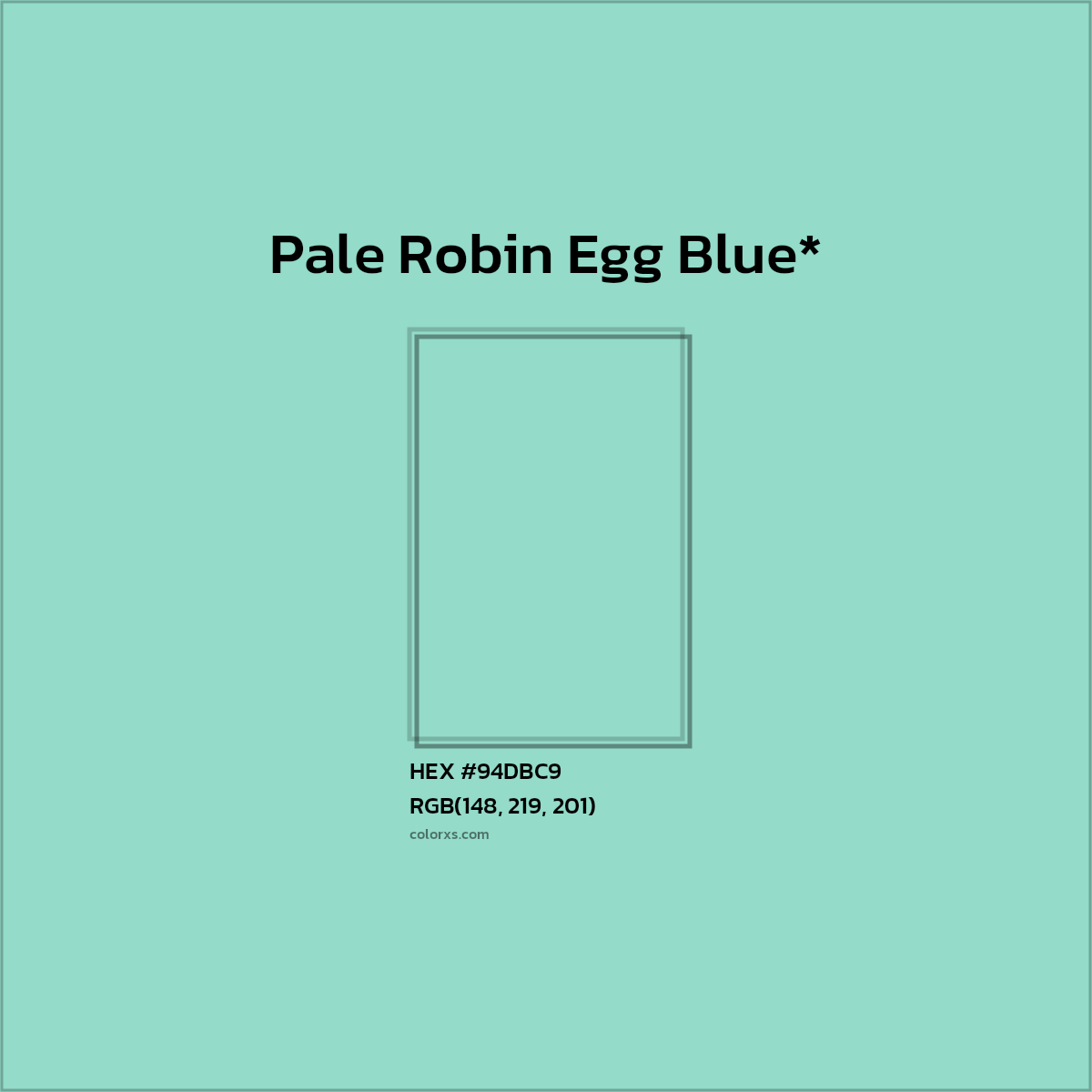 #94DBC9 hex color. RGB, RYB, CMYK, HSL, HSV codes and color conversions. Matching color names, palettes, paints.