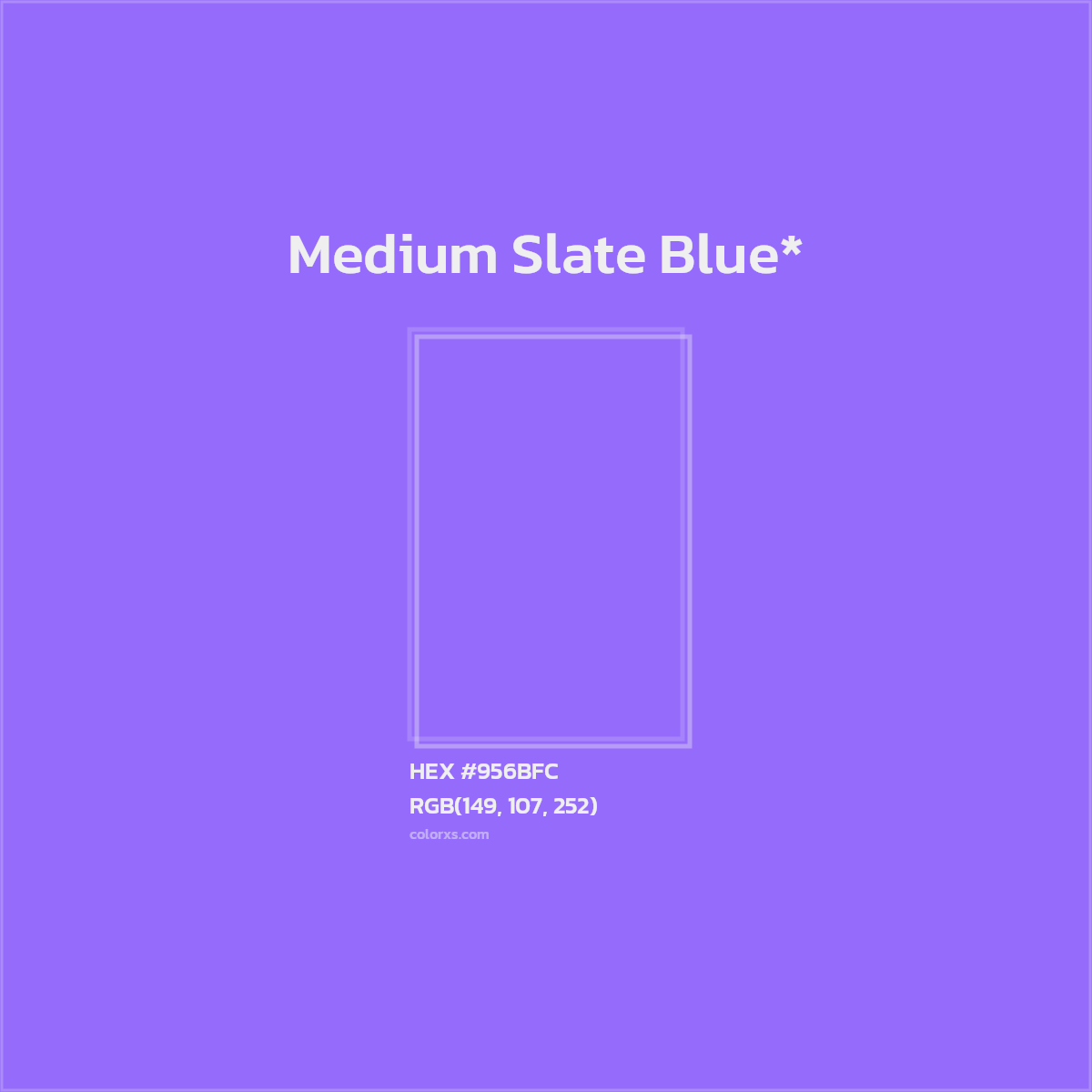 #956BFC hex color. RGB, RYB, CMYK, HSL, HSV codes and color conversions. Matching color names, palettes, paints.