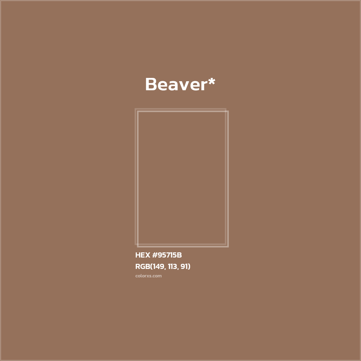 #95715B hex color. RGB, RYB, CMYK, HSL, HSV codes and color conversions. Matching color names, palettes, paints.