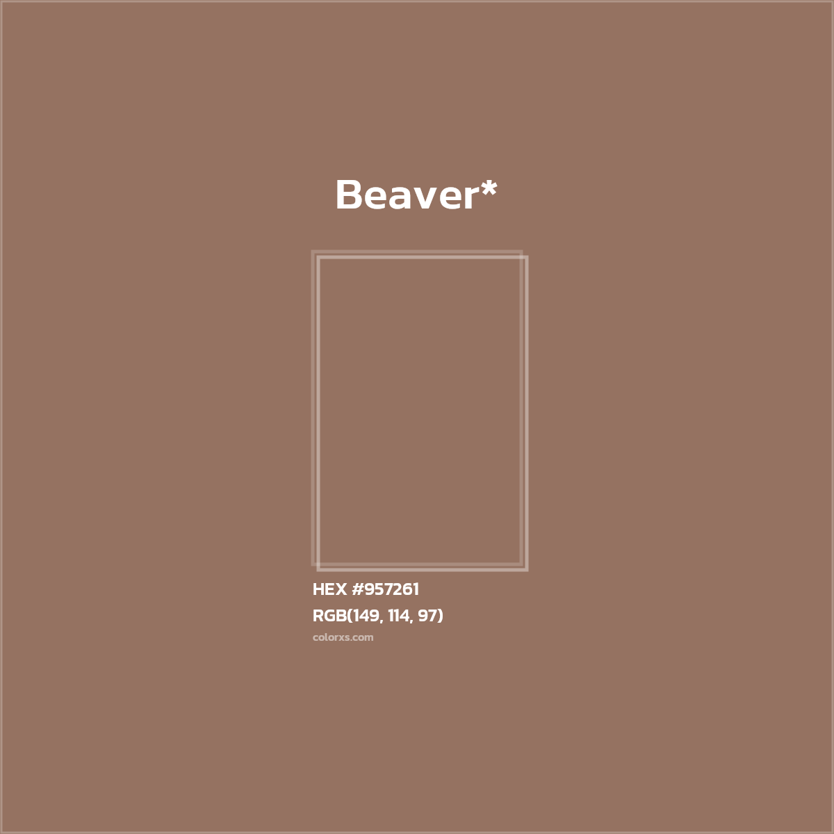 #957261 hex color. RGB, RYB, CMYK, HSL, HSV codes and color conversions. Matching color names, palettes, paints.