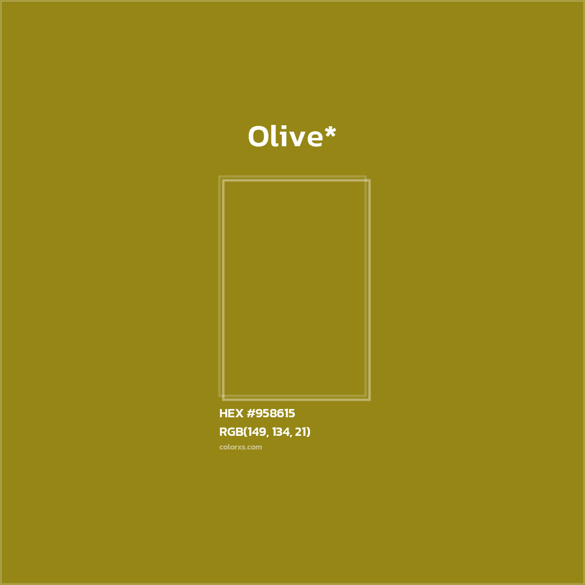 #958615 hex color. RGB, RYB, CMYK, HSL, HSV codes and color conversions. Matching color names, palettes, paints.