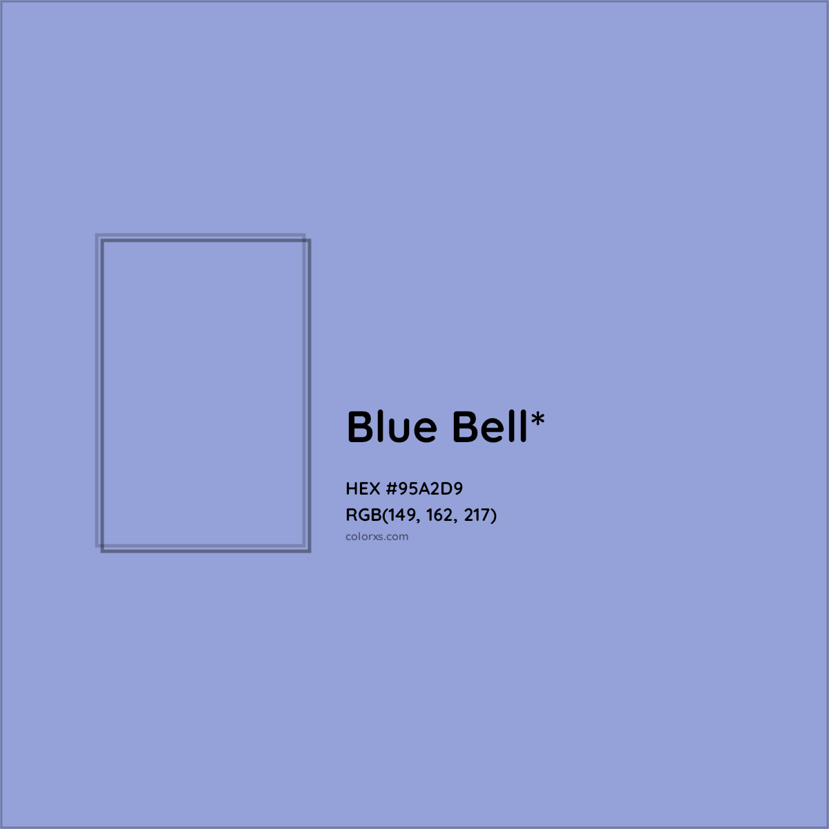 #95A2D9 hex color. RGB, RYB, CMYK, HSL, HSV codes and color conversions. Matching color names, palettes, paints.
